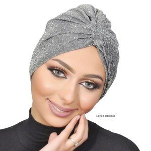 Turban Braided glitter fabric turban , sparkling turban , women turban